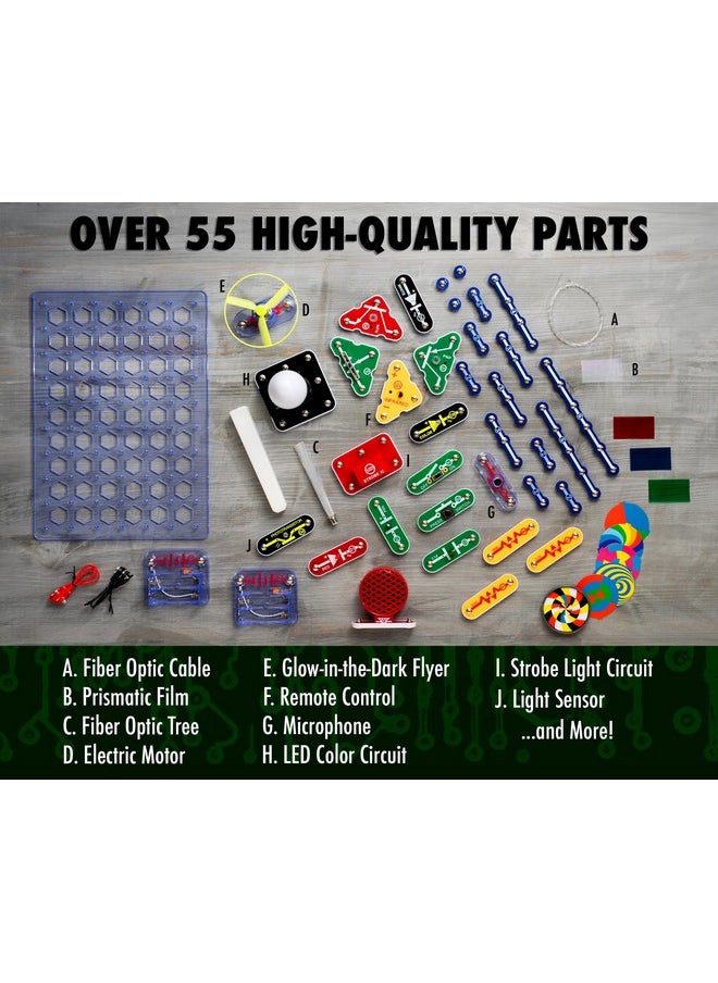 Snap Circuits Light Electronics Exploration Kit | Over 175 Exciting Stem Projects | Full Color Project Manual | 55+ Snap Circuits Parts | Stem Educational Toys For Kids 8+,Multi
