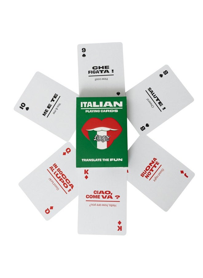 An Lingo Playing Cards In Wayfarer Tin Box | Travel Flashcards | Learn Italian Vocabulary In A Fun & Easy Way | 52 Essential Translations