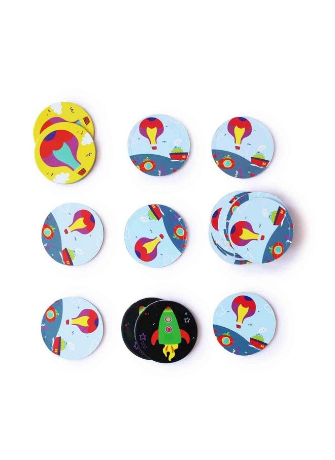 Memory Card Game -Adventure Travel Themed (3 Years+) | Multicolor | 18 Discs | Child Safe | Easy To Carry