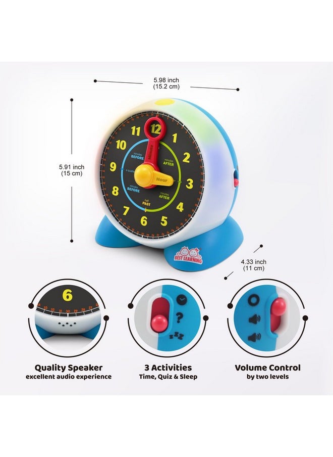 Learning Clock - Educational Talking Learn To Tell Time Teaching Toy With Quiz And Music Sleep Mode - Toddlers & Kids Ages 3, 4, 5, 6 Years Old Boy And Girl Christmas & Birthday Present