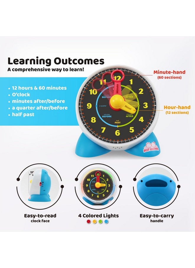 Learning Clock - Educational Talking Learn To Tell Time Teaching Toy With Quiz And Music Sleep Mode - Toddlers & Kids Ages 3, 4, 5, 6 Years Old Boy And Girl Christmas & Birthday Present
