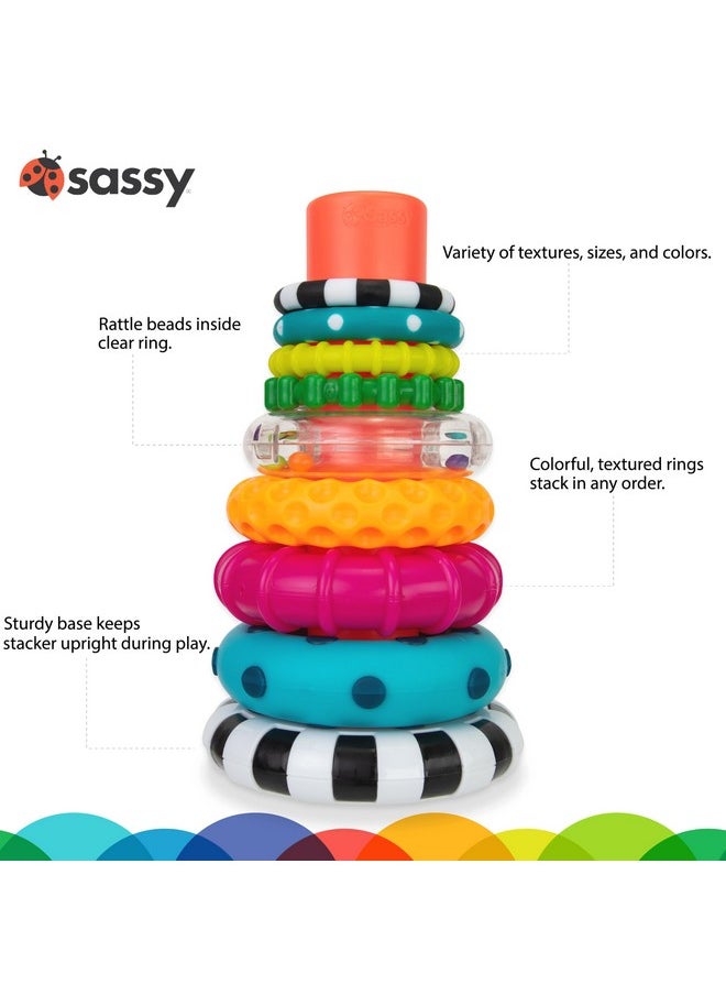 Stacks Of Circles Stacking Ring Stem Learning Toy, Age 6+ Months, Multi, 9 Piece Set