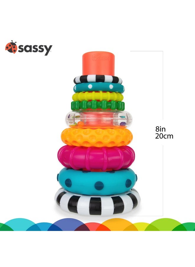 Stacks Of Circles Stacking Ring Stem Learning Toy, Age 6+ Months, Multi, 9 Piece Set