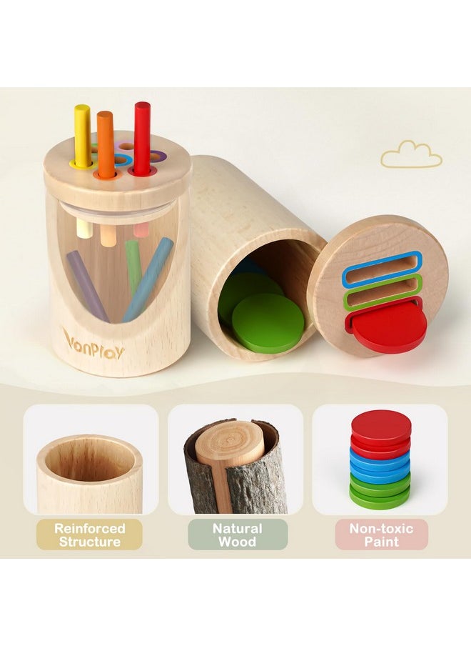 Montessori Toys For 1-3 Year Old Wooden Learning Color Sorting Toys For Toddlers Age 1 2 3, Fine Motor Developmental Infants Sensory Matching Games 18 Month Old Baby Boys Girls Gifts