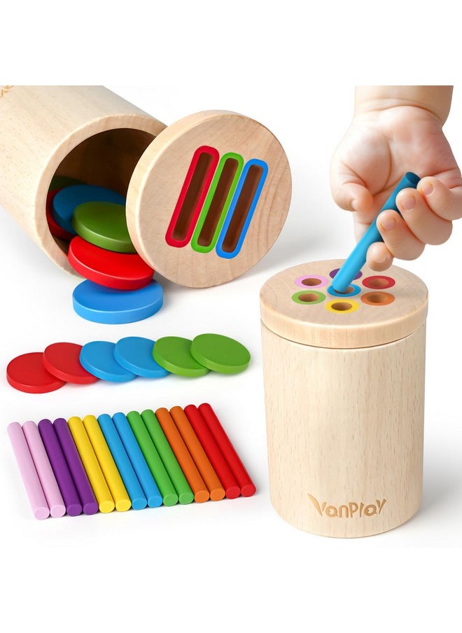 Montessori Toys For 1-3 Year Old Wooden Learning Color Sorting Toys For Toddlers Age 1 2 3, Fine Motor Developmental Infants Sensory Matching Games 18 Month Old Baby Boys Girls Gifts