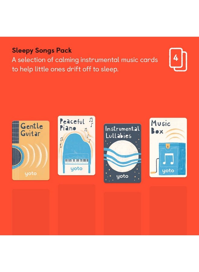 Sleepy Songs Pack - 4 Kids Musical Cards For Use With Player & Mini All-In-1 Audio Player, Educational & Screen-Free Listening With Relaxing Music For Naptime Bedtime & Winding Down