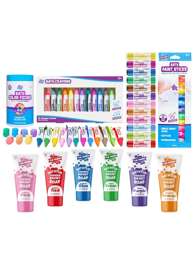 ® My Bath Art™ Kids Bath Set | Nontoxic | Fizzy Bath Color Tablets (150 Count), Smooth™ Bath Crayons (12 Pack), Bath Paint Soap (6 Pack) & Bath Paint Sticks™ (12 Pack) | Toddler Bath Toys