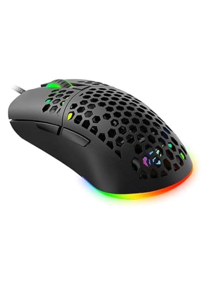 RGB Gaming Mouse - Precision Optical Sensor, Customizable DPI, Ergonomic Design, Programmable Buttons, and Dynamic RGB Lighting for PC Gamers (MS1036)