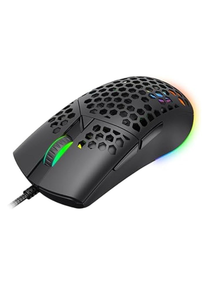 RGB Gaming Mouse - Precision Optical Sensor, Customizable DPI, Ergonomic Design, Programmable Buttons, and Dynamic RGB Lighting for PC Gamers (MS1036)