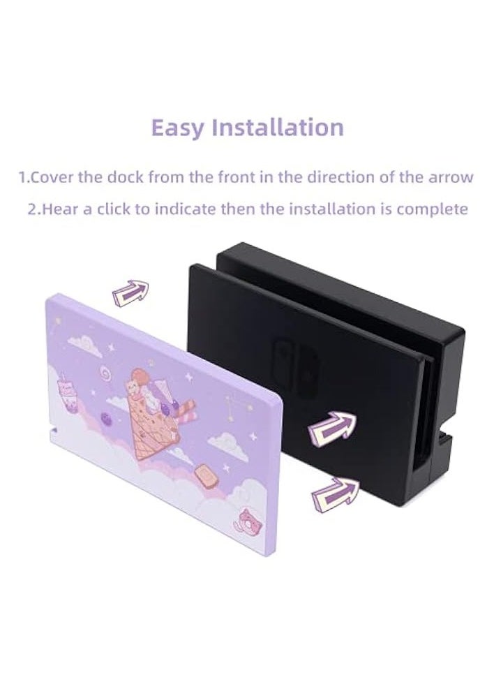 Anti Scratch Switch Dock Cover- Hard Faceplate Sleeve Pad for Switch Dock- DIY Replacement Shell Compatible with Switch Dock(Ice Cream Cat)