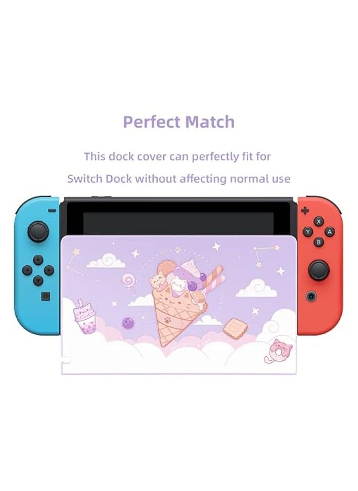 Anti Scratch Switch Dock Cover- Hard Faceplate Sleeve Pad for Switch Dock- DIY Replacement Shell Compatible with Switch Dock(Ice Cream Cat)