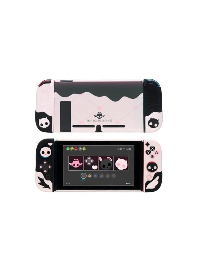 Protective Case for Switch Anti-Scratch Slim Cover Case Compatible with Switch Separable Soft Silicone Protective Shell with 2 Thumb Grip Caps- Sweetheart Skull