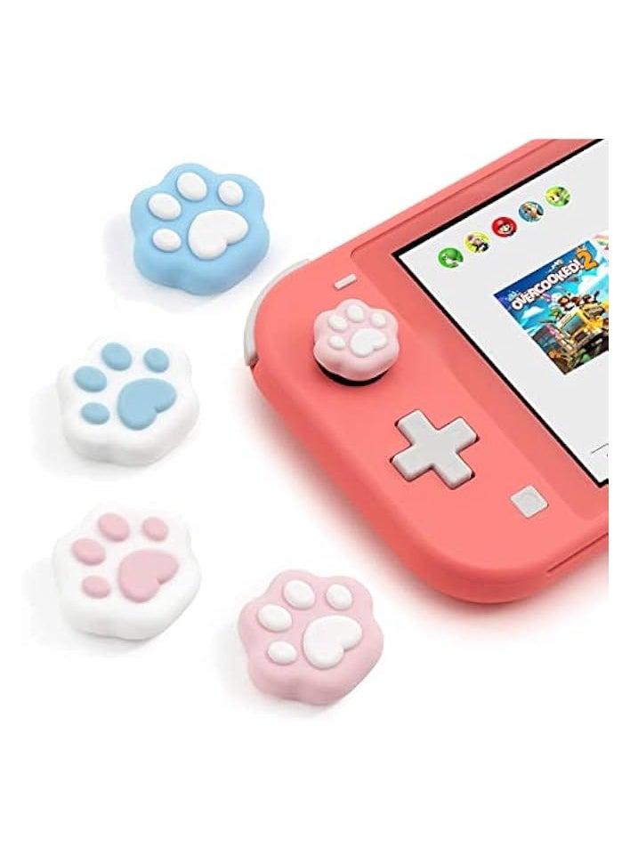 4PCS Cat Paw Thumb Grip Caps Soft Silicone Joystick Cover for Joy-Con Controller Cute Cat Paw Shape Replacement Thumb Grip Covers Compatible with Nintendo Switch & Switch Lite