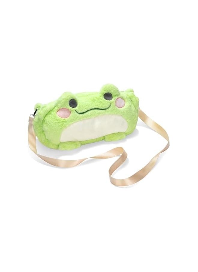 Cute Plush Switch Carrying Case Compatible with Switch/OLED, Portable Travel Bag with A Removable Shoulder Strap - Frogs