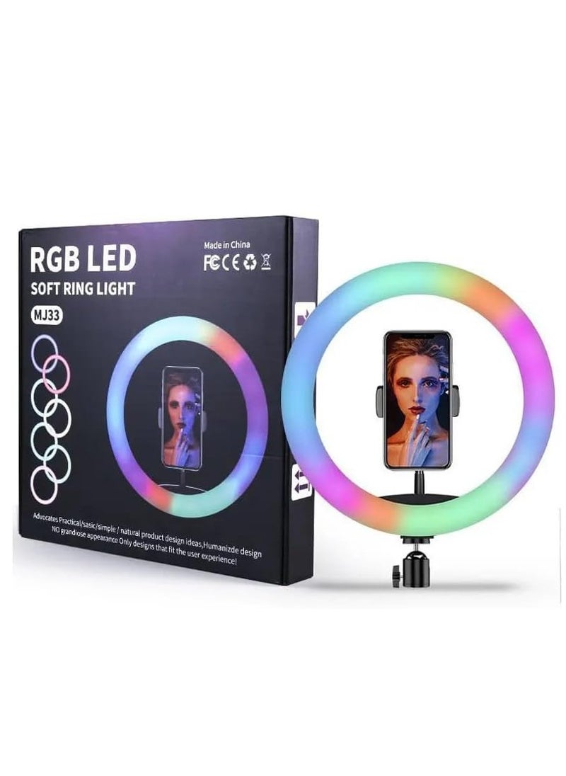 Xria Mj-33 13Inch RGB LED Ring Light Selfie Ring Lamp With Tripod Stand USB Plug For YouTube Live Makeup Photography