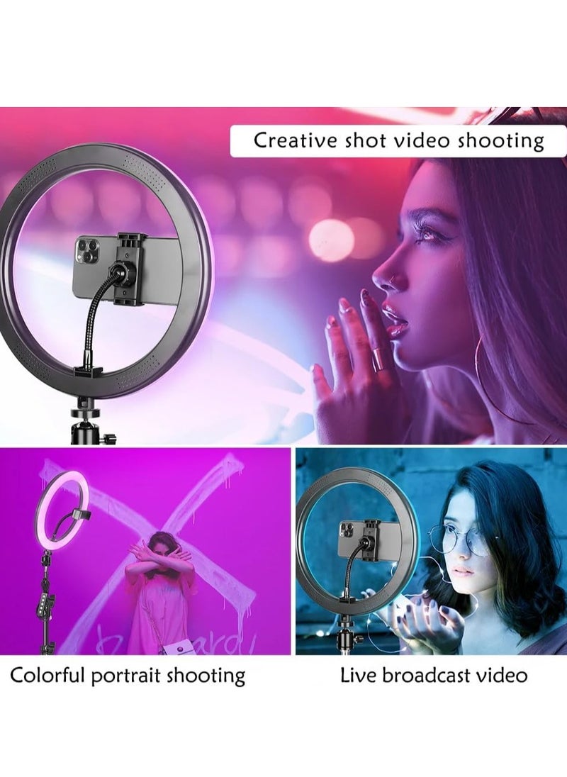 Xria Mj-33 13Inch RGB LED Ring Light Selfie Ring Lamp With Tripod Stand USB Plug For YouTube Live Makeup Photography