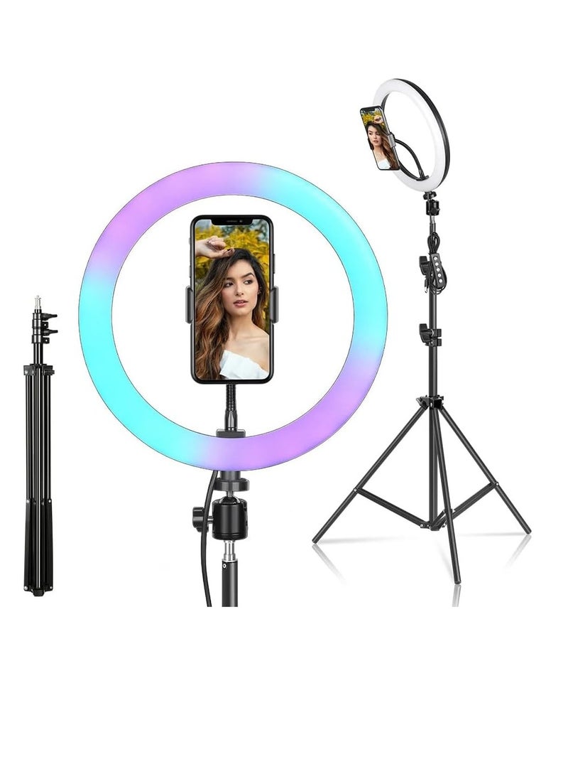 Xria Mj-33 13Inch RGB LED Ring Light Selfie Ring Lamp With Tripod Stand USB Plug For YouTube Live Makeup Photography