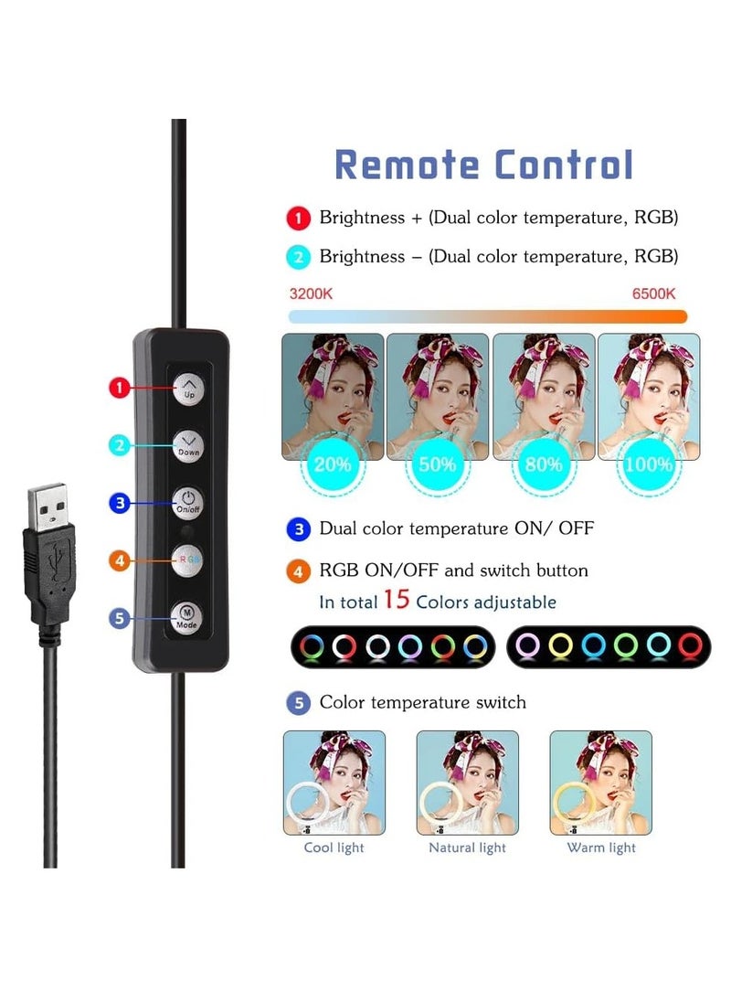 Xria Mj-33 13Inch RGB LED Ring Light Selfie Ring Lamp With Tripod Stand USB Plug For YouTube Live Makeup Photography