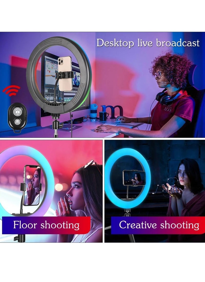 Xria Mj-33 13Inch RGB LED Ring Light Selfie Ring Lamp With Tripod Stand USB Plug For YouTube Live Makeup Photography