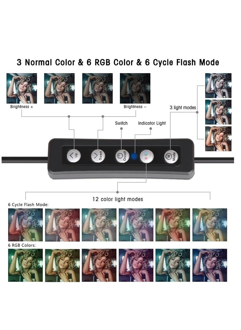 Xria Mj-33 13Inch RGB LED Ring Light Selfie Ring Lamp With Tripod Stand USB Plug For YouTube Live Makeup Photography