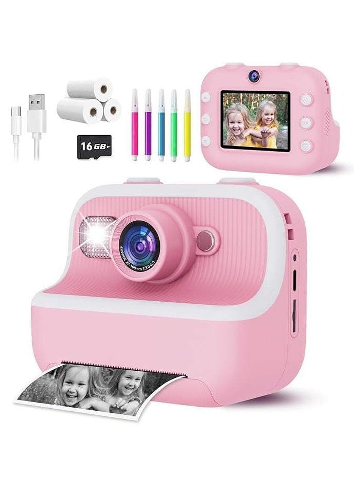 Xria DCP4 Children’s Instant Print Camera With Thermal Printer Kids Digital Photo Camera Boys & Girls Birthday Gift (Pink)