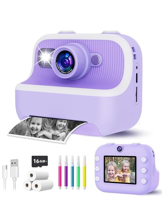 Xria DCP4 Children’s Instant Print Camera With Thermal Printer Kids Digital Photo Camera Boys & Girls Birthday Gift (Purple)