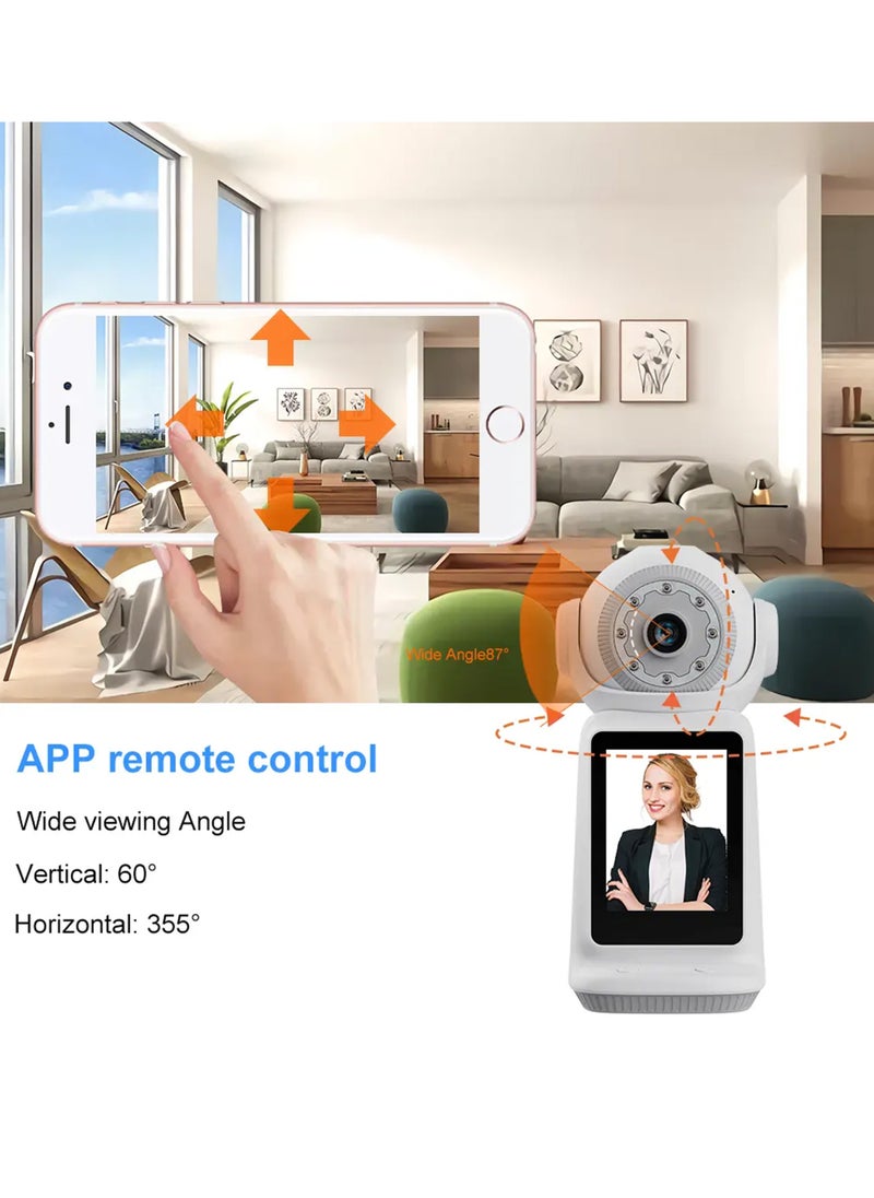 2K Smart Security Camera, Wireless IP CC Camera with 360° Rotation, Two-Way Audio & Video Calling, Motion Tracking, Human/Sound Detection, Night Vision, Smart Baby/Elder/Pet Monitor, Full HD, App Control, Paid Cloud Storage, Infrared & Dual-Core LED Lights, 2.8-Inch IPS Screen