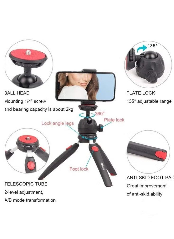 Table Top Mini Portable Foldable Extendable Tripod Stand for Mobile Phones & Cameras – Includes Universal Mobile Phone Holder