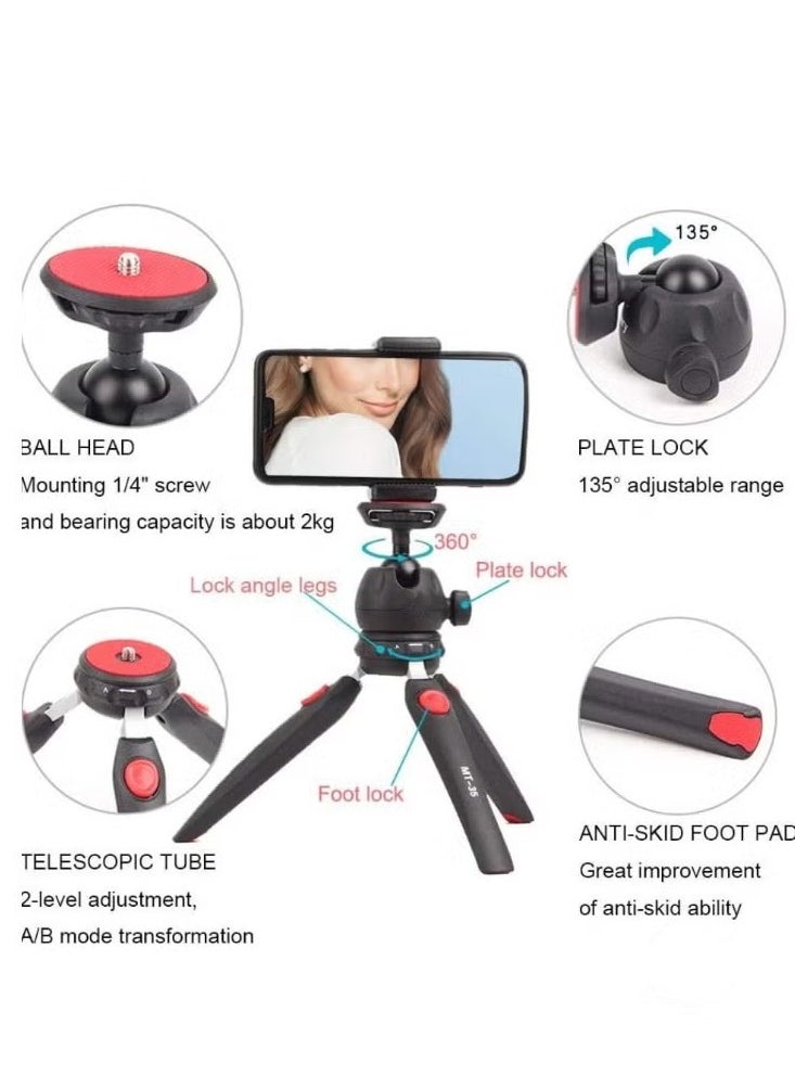 Table Top Mini Portable Foldable Extendable Tripod Stand for Mobile Phones & Cameras – Includes Universal Mobile Phone Holder