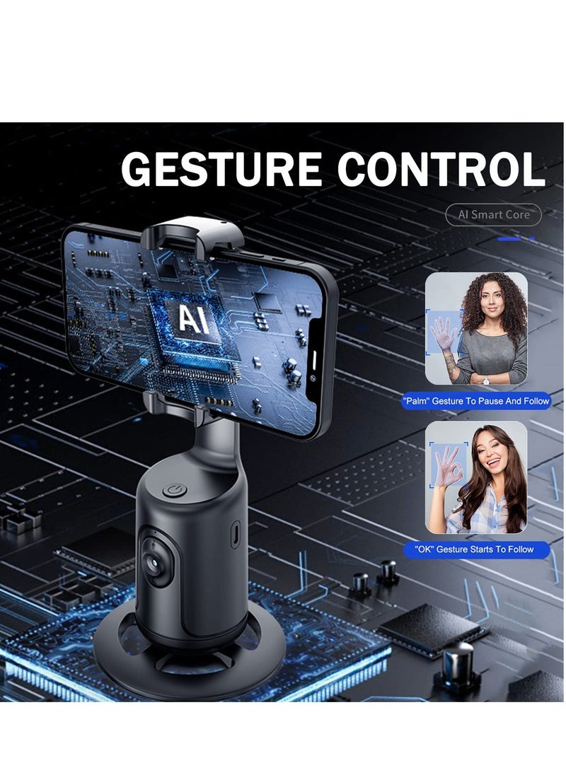 Smart 360° Auto Face Tracking Gimbal – Stable Base Selfie Stabilizer with Adjustable Lens for Smartphone Vlogging & Video Chats