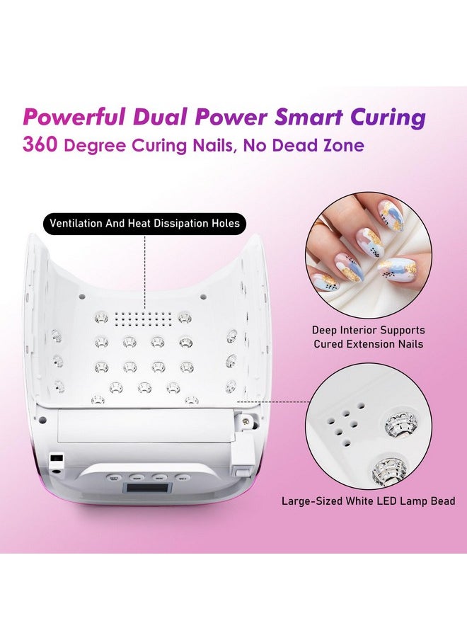 Professional Cordless Rechargeable Uv Led Nail Lamp With 4 Timer Setting And 126W High Power Quick Drying Nail Dryer (Plating Pink)