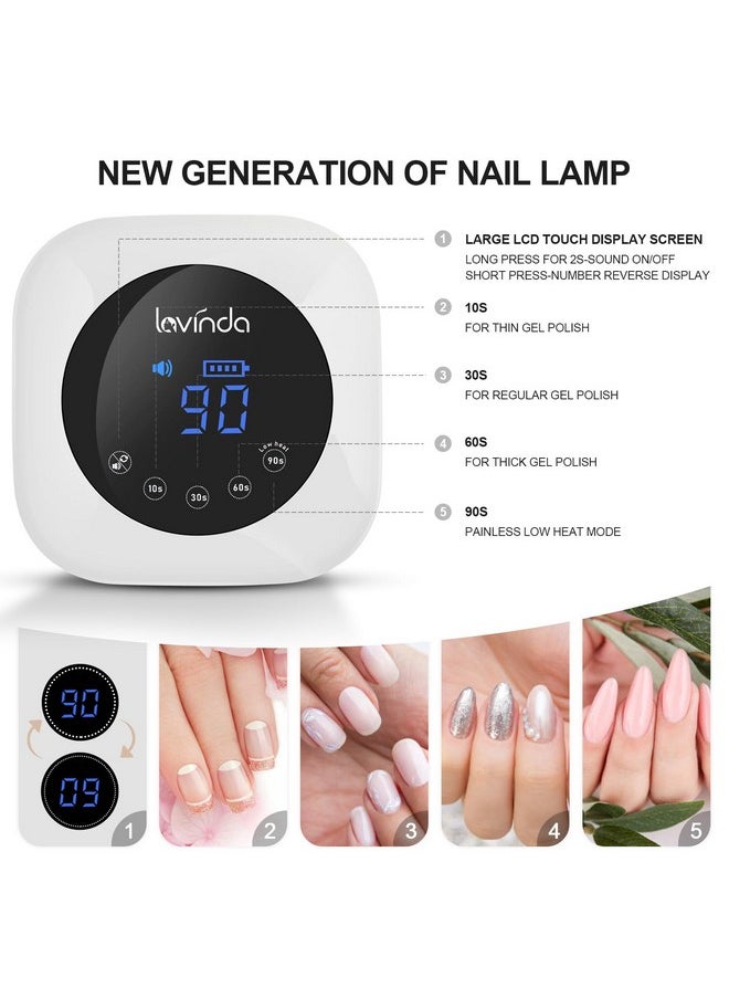 Uv Led Nail Lamp, Cordless Nail Lamp 54W Rechargeable Nail Dryer Gel Polish Light With Large Lcd Display, Professional Gel Curing Lamp With 4 Timer Setting Auto Sensor For Salon And Home