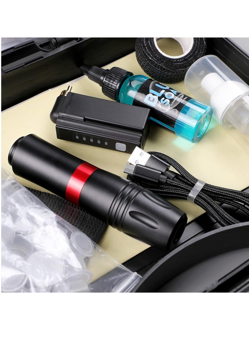 HAWINK Tattoo Pen Kit Rotary Gun Machine with Tattoo Power Supply 20Pcs Cartridge 7 inks 154KITP199-1