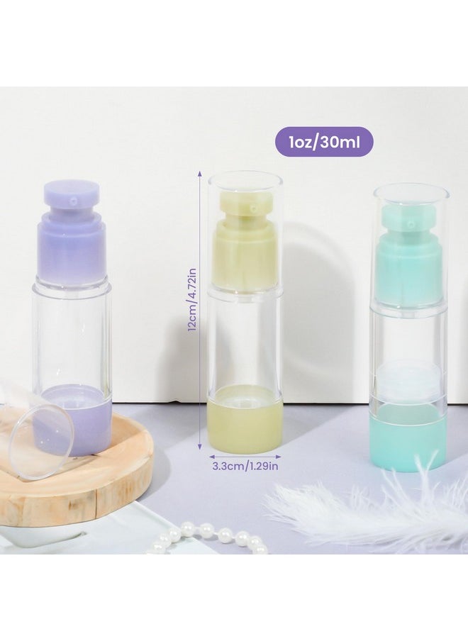 1Oz 30Ml Airless Pump Bottles, Refillable Leak Proof Travel Pump Bottle Toiletry Cosmetic Skincare Containers For Lotion Toner Gel Foundation (3 Pieces)