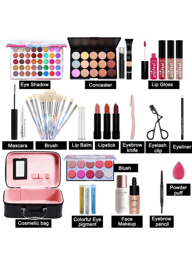 Makeup Kit For Women Full Kit,All-In-One Makeup Holiday Gift Set Include Concealer Eyeshadow Face Powder Palette Lipstick Blush - Make Up Kits For Adult Professional And Beginner With Carry Travel Bag