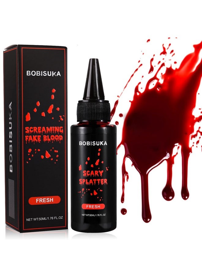 Halloween Fake Blood, Fresh Fake Blood 1.76Oz, Realistic Washable Liquid Dripping Fake Blood Makeup Kit For Halloween, Sfx Makeup, Cosplay Party, Stage, Horror Film