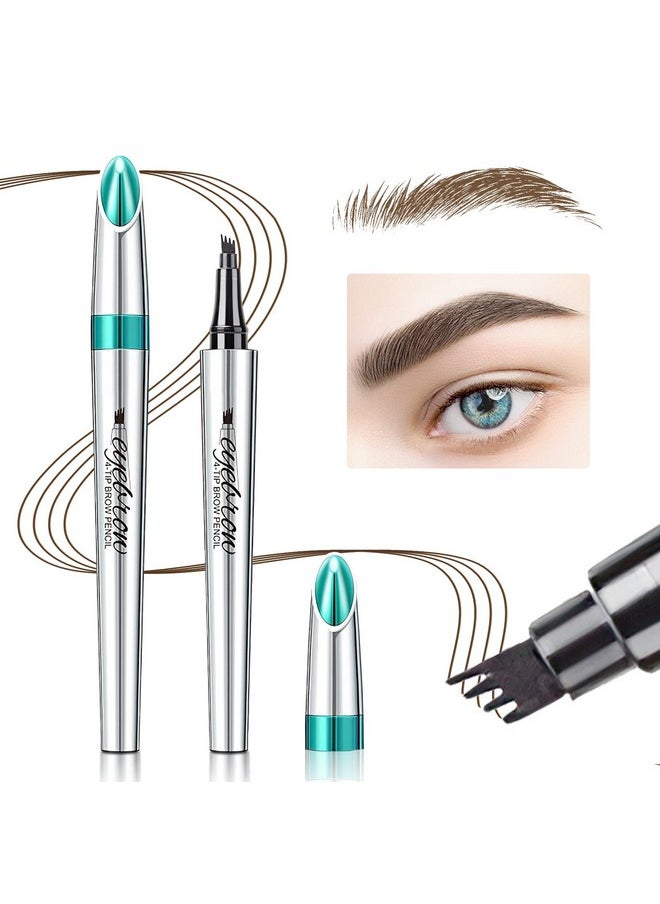 Eyebrow Pencil Eyebrow Microblading Pen - Eyebrow Pen Micro 4 Point Brow Pen Lift & Snatch Eyebrow Eye Makeup Long-Lasting Waterproof & Smudge-Proof Natural Eyebrow Hair (Dark Brown)