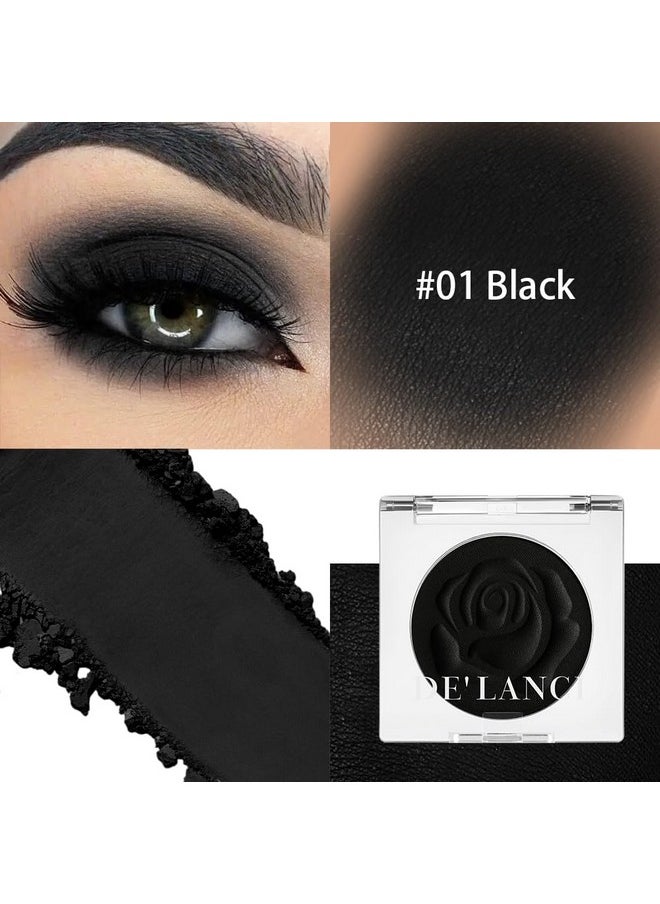 Single Black Eyeshadow, Matte Eyeshadow Black Eyes Goth Smokey Makeup, Long Lasting Blendable Single Dark Eye Shadow Pallet, For Smoky Sfx Halloween Makeup Eyeliner Face Body Paint, #01