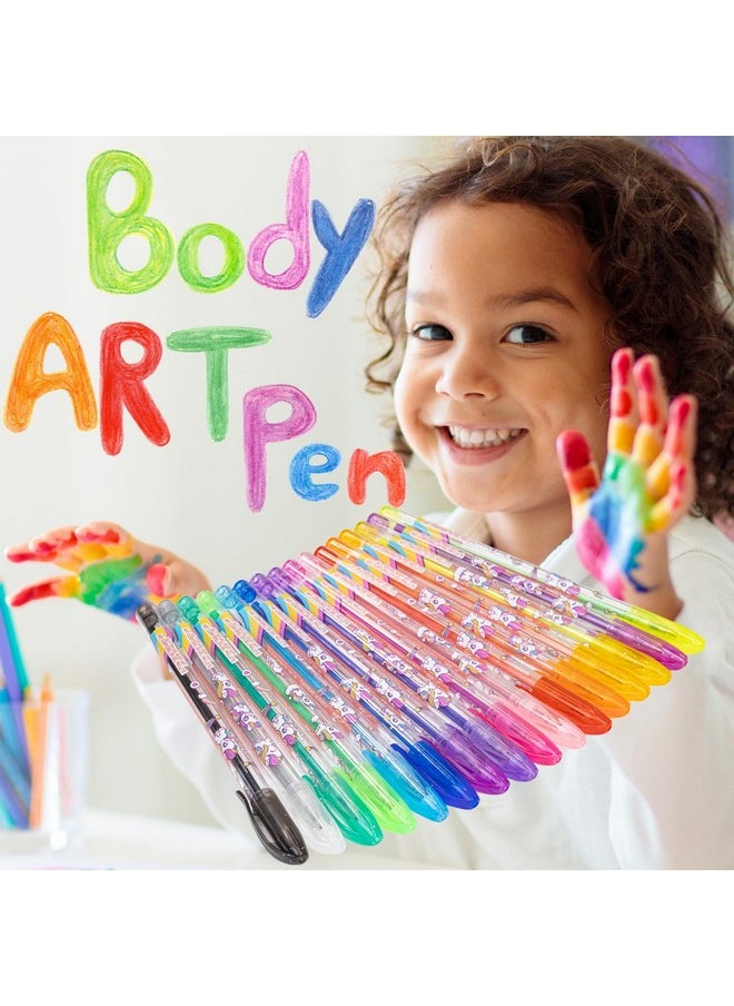 Unicorn 16 Piece Glitter Pen Body Art Set, Unicorn Themed, Glittery And Bright Colors, Ages 3