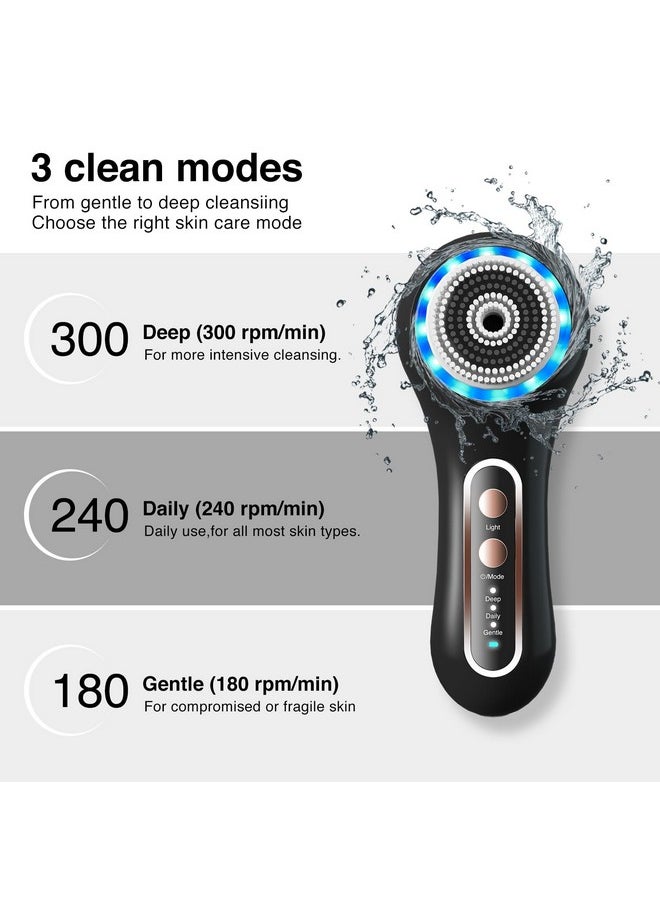 Face Scrubber Exfoliator,Facial Cleansing Brush Rechargeable Ipx7 Waterproof With 5 Brush Heads,Electric Face Spin Brush For Exfoliating, Massaging And Deep Cleansing