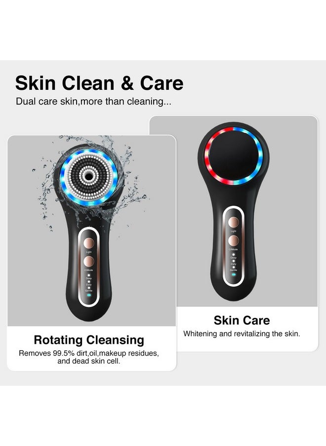 Face Scrubber Exfoliator,Facial Cleansing Brush Rechargeable Ipx7 Waterproof With 5 Brush Heads,Electric Face Spin Brush For Exfoliating, Massaging And Deep Cleansing