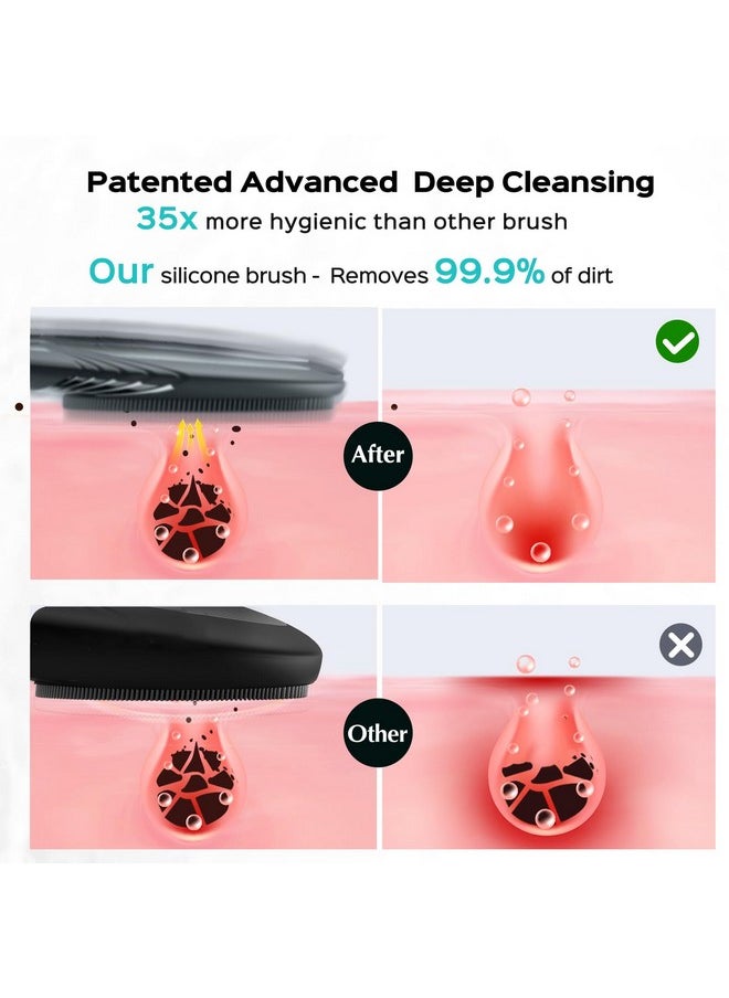 Facial Cleansing Brush Face Scrubber : Portable Silicone Waterproof Rechargeable Face Wash Brush, 5 Cleansing Modes, Electric Deep Cleaning For Men & Women, Removing Blackhead, Exfoliating