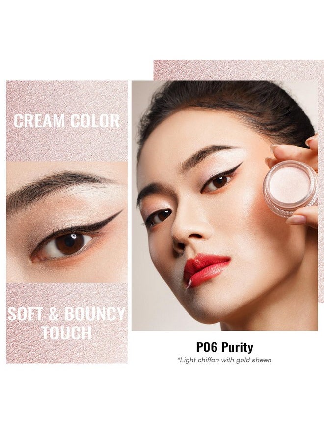 Shimmer Cream Eyeshadow Also For Highlighter Blendable Eye Shadow Waterproof&Long Lasting With Moisturizing Formula Soft Shimmer Eye Make-Up,Vegan & Cruelty-Free,6G P06