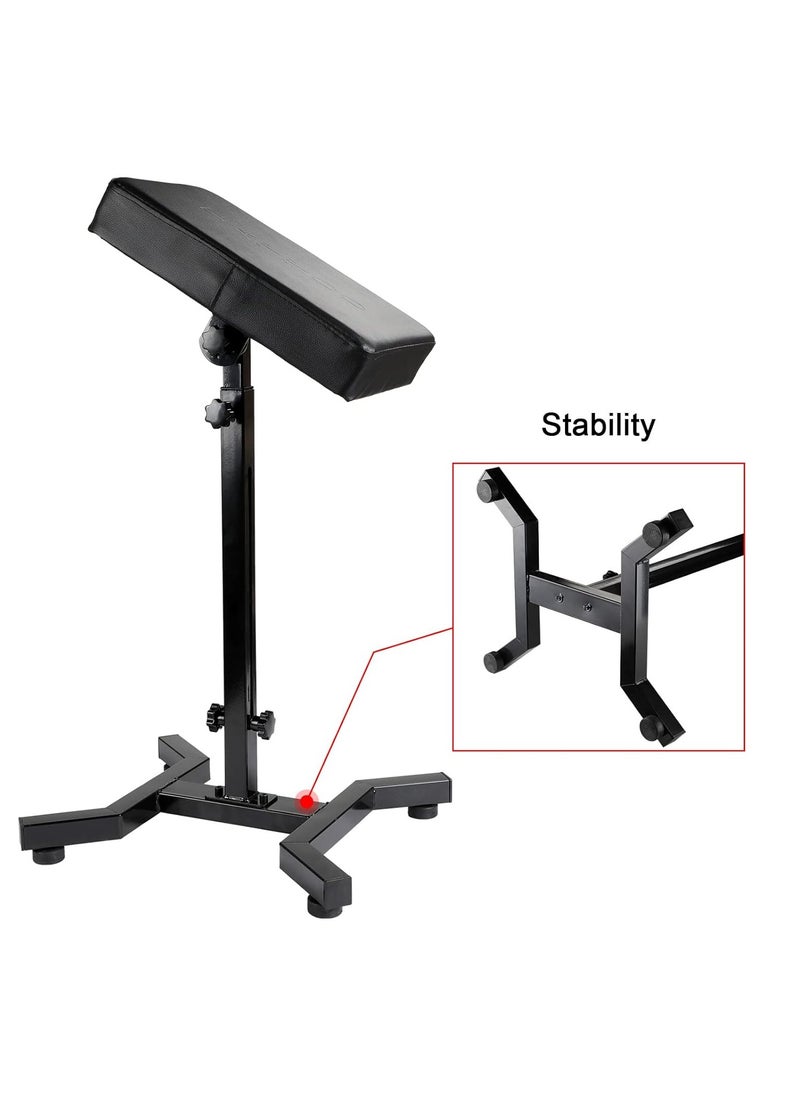 Solong Tattoo Armrest Stand and Legrest with Thicken Tattoo Pad 23 * 35 * 6cm, 180° Rotation Adjustable Height Chair Frame Non-Slip Base Square Black Leather TA221