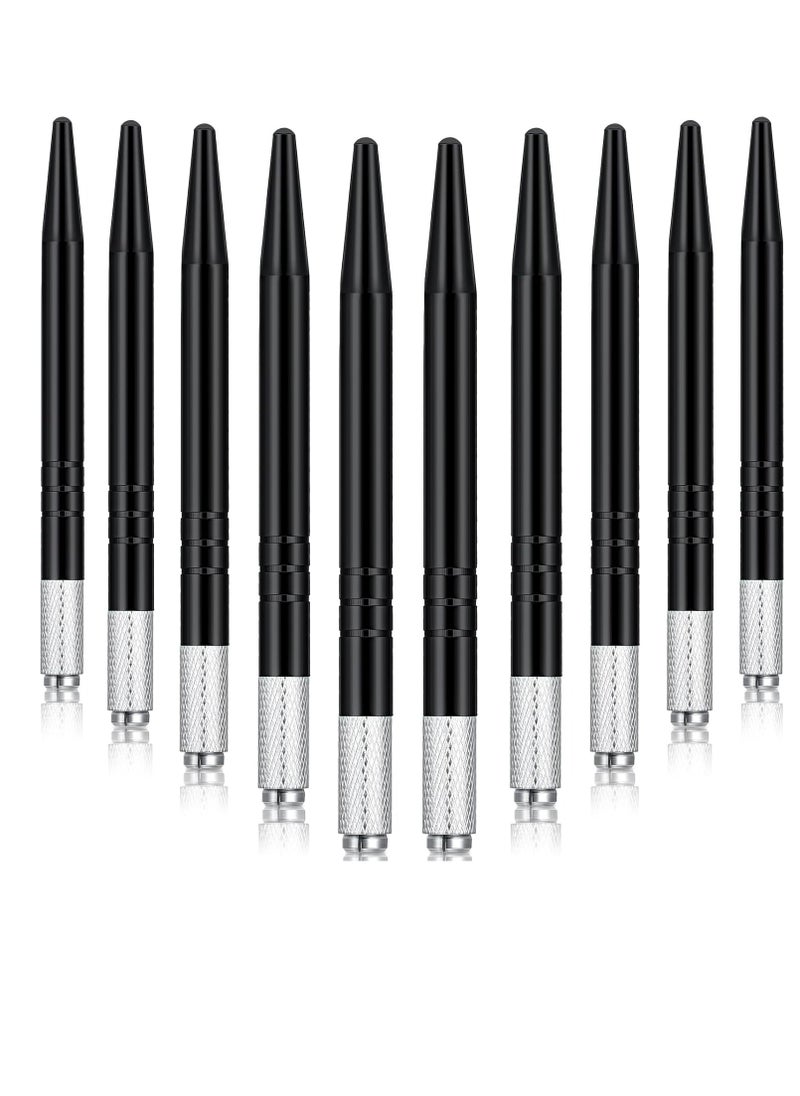 Chumia 10 Pieces Microblading Pens Manual Eyebrow Pens Microblade Pen Aluminum Microblading Hand Tools Light Manual Microblade Tool Microblade Holder for Makeup Supplies Salons (Black)