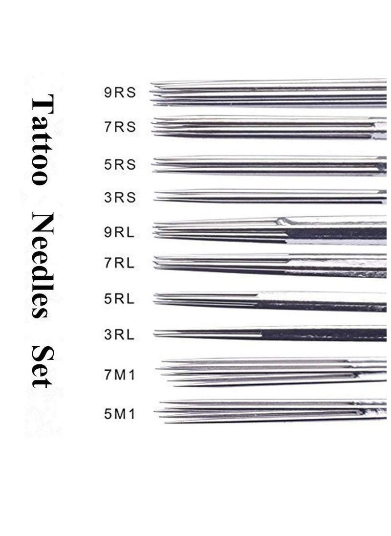 Tattoo Needles Set - Autdor 50PCS Mixed Tattoo Needles 3RL,5RL,7RL,9RL,3RS,5RS,7RS,9RS,5M1,7M1 Disposable Sterile Tattoo Gun Needles Assorted Liners,Shaders and Magnum (Mixed-RL/RS/M1-50pcs)