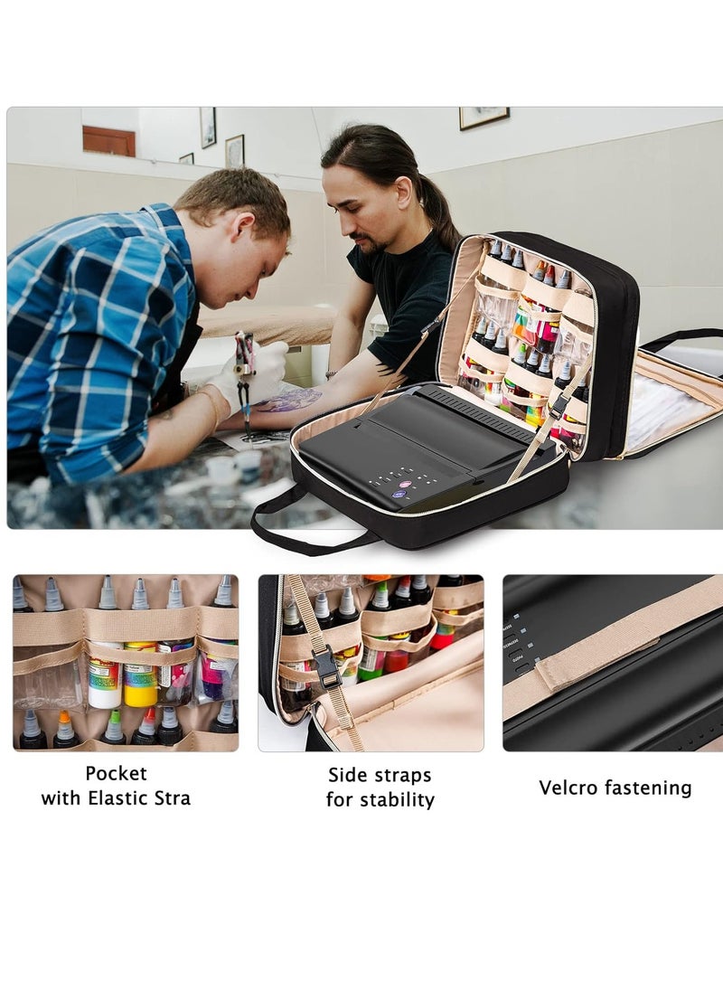 Tattoo Carrying Case-Tattoo Supplies Organizer-Tattoo Kit Case -Tattoo Supplies Carrying Bag for Tattoo Stencil Printer, Tattoo Ink, Tattoo Equipment, Tatoo Pens Black (BAG ONLY)