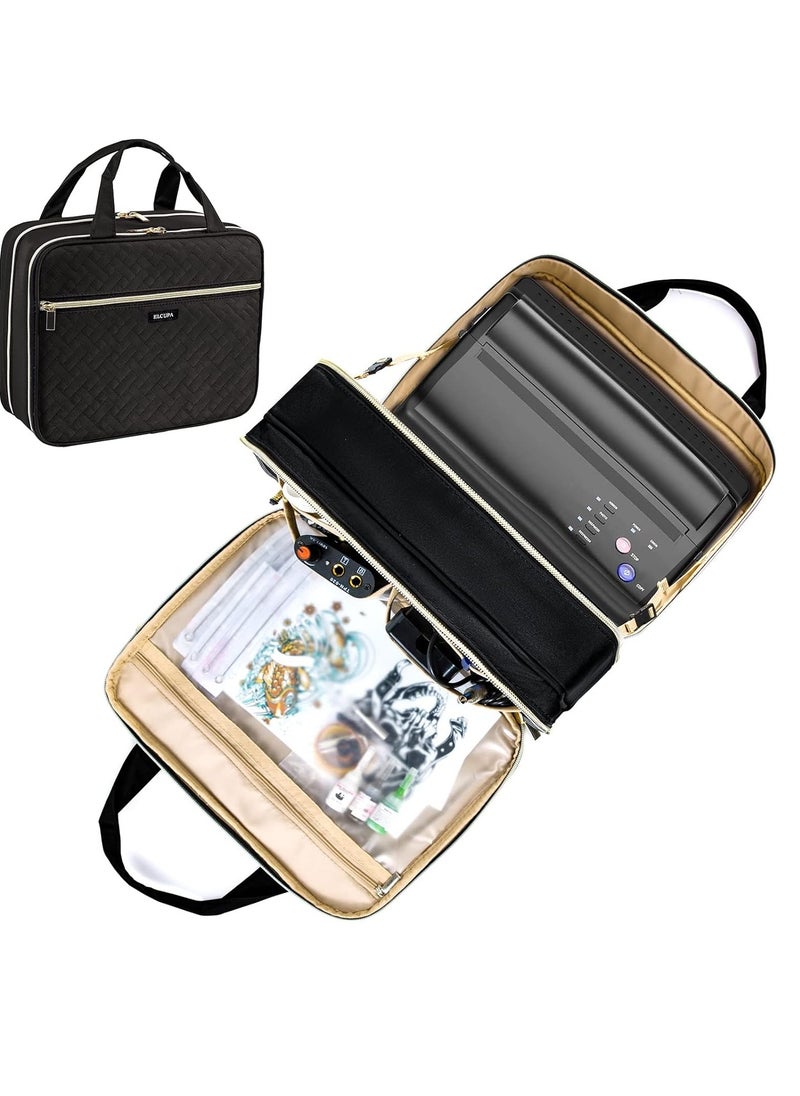Tattoo Carrying Case-Tattoo Supplies Organizer-Tattoo Kit Case -Tattoo Supplies Carrying Bag for Tattoo Stencil Printer, Tattoo Ink, Tattoo Equipment, Tatoo Pens Black (BAG ONLY)