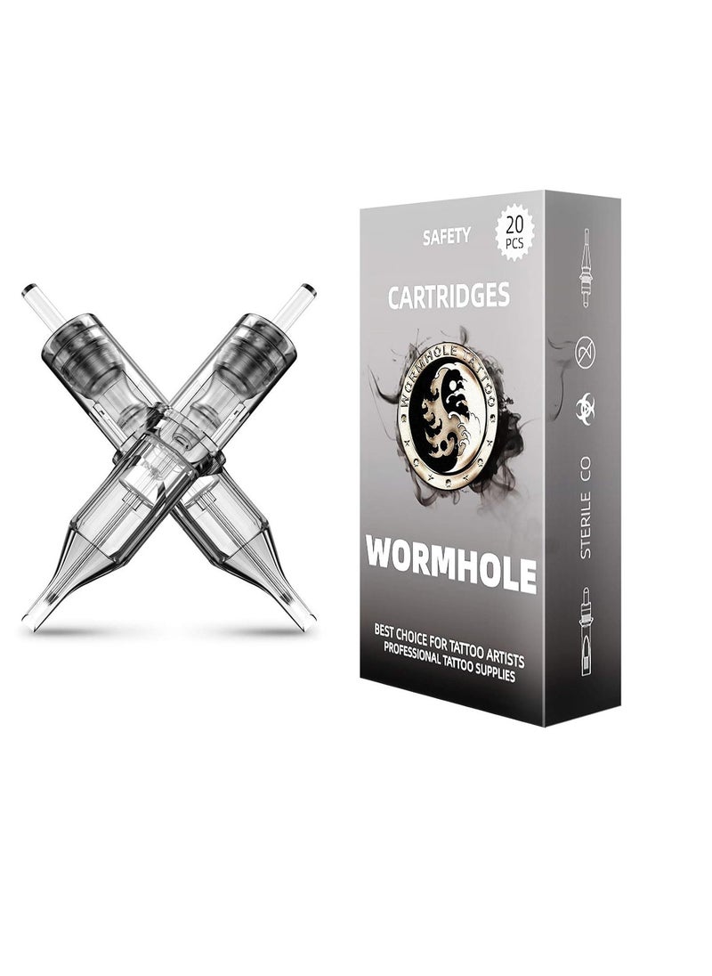 Wormhole Tattoo Cartridge Needles, 5RL Tattoo Needles 20PCS Disposable Tattoo Needle Cartridge Round Liner Cartridge Needles for Tattoo Pen Tattoo Machine Tattoo Supplies 1205RL