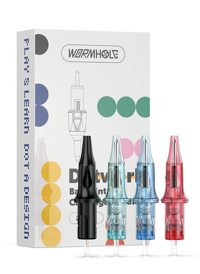 Ballpoint Pen Cartridge Needles, Wormhole Tattoo Cartridge Needles 20Pcs Mixed Color Dotwork Tattoo Needles Retractable Ball Pen Cartridges for Dotwork Drawing & Sketch Stippling Practice On Papers